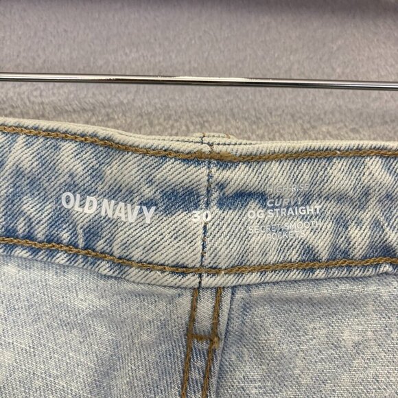 NWT Old Navy Denim Shorts Plus 30 Jeans Curvy OG High Rise Distressed Light Wash - Picture 15 of 16